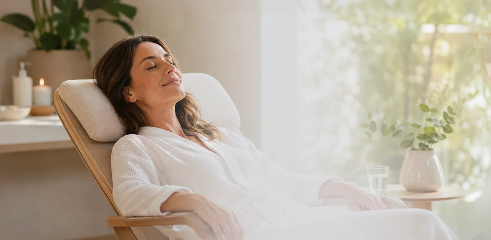 Woman relaxing in calm, glassy ocean water - Colonics Gold Coast
